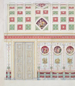 Design för Ludwig I:s skrivarrum i residenset i München, 1826 (wc och bladguld på papper)